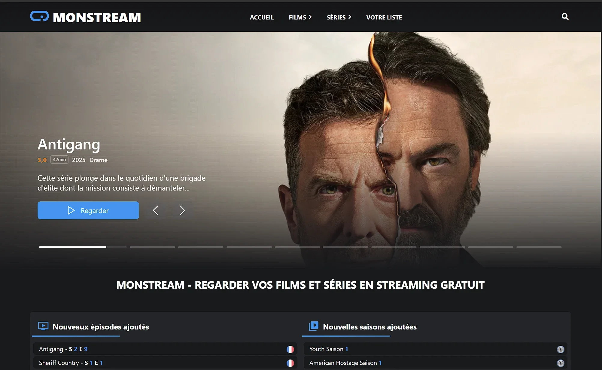 Écran de télévision affichant un catalogue de films et de séries en streaming